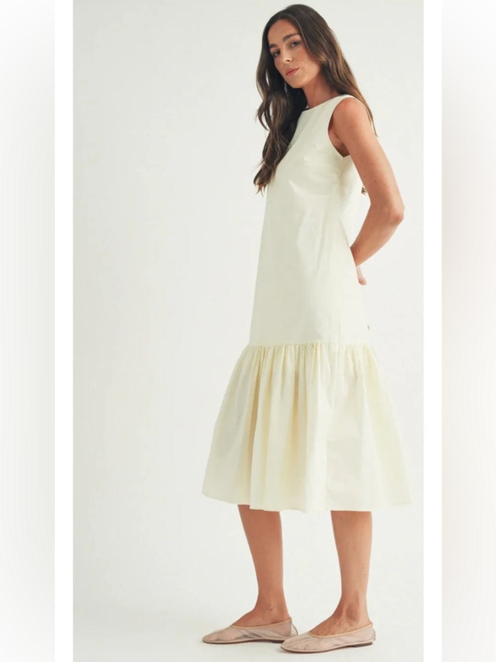 Elle Grey Poplin Midi Dress - NWT - L